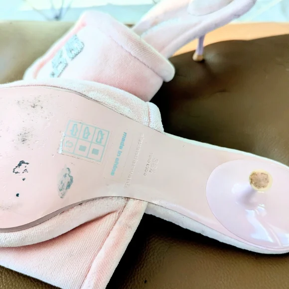 Alexander Wang Jessie Padded Velour Mules/ Slides/ Kitten Heels - Picture 6 of 6